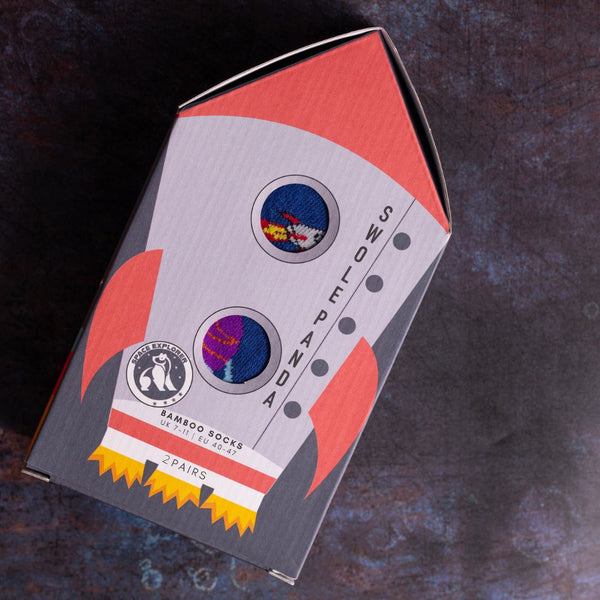 swole panda Rocket Sock Box - 2 Pairs of Bamboo Socks (His)