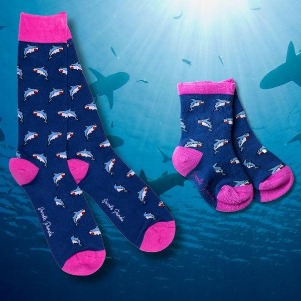 swole panda Sharks Matching Bamboo Socks (Adult & Child)