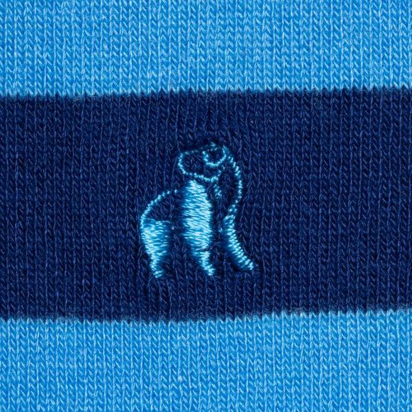 Swole Panda Sky Blue Striped Bamboo Socks (Comfort Cuff)