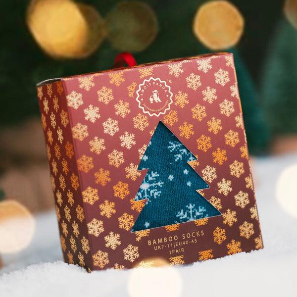 Swole Panda Snowflake Sock Box - 1 Pair Of Bamboo Socks (His)