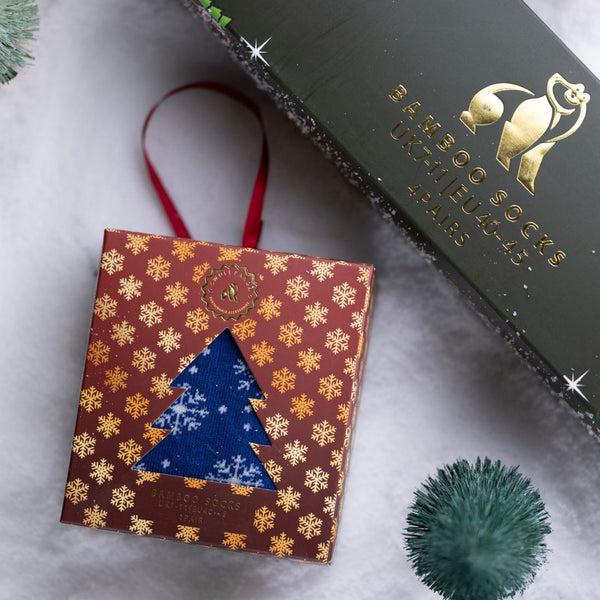 swole panda Snowflake Sock Box - 1 Pair of Bamboo Socks (His)