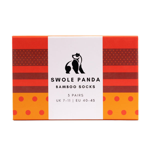 Swole Panda Stripe And Spot Sock Box - 3 Pairs Of Bamboo Socks (His)