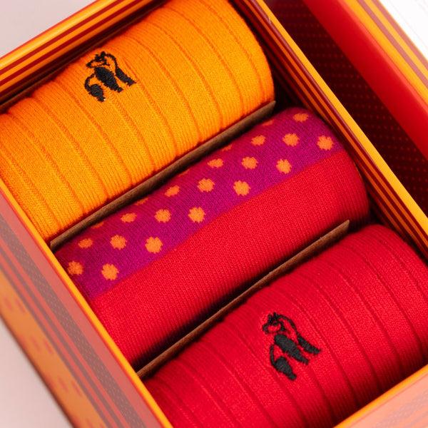 swole panda Stripe and Spot Sock Box - 3 Pairs of Bamboo Socks (His)