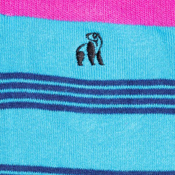 Swole Panda Aqua & Pink Striped Bamboo Socks