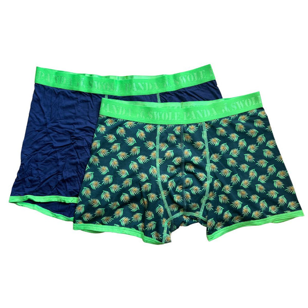 swole panda Bamboo Boxers 2 Pack - Navy Leaves