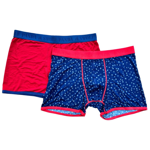 swole panda Bamboo Boxers 2 Pack - Red Grey Spotted