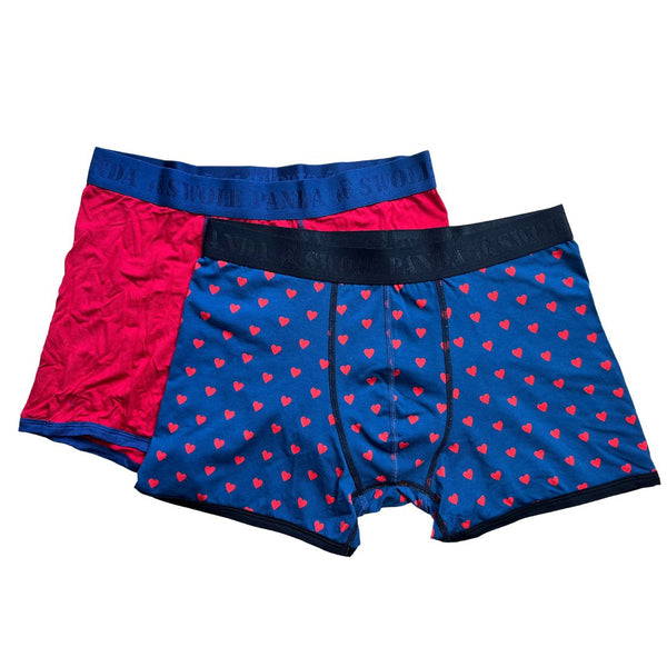 swole panda Bamboo Boxers 2 Pack - Red Hearts