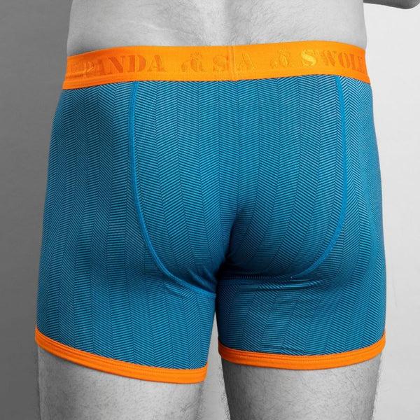 Swole Panda Bamboo Boxers - Blue Herringbone