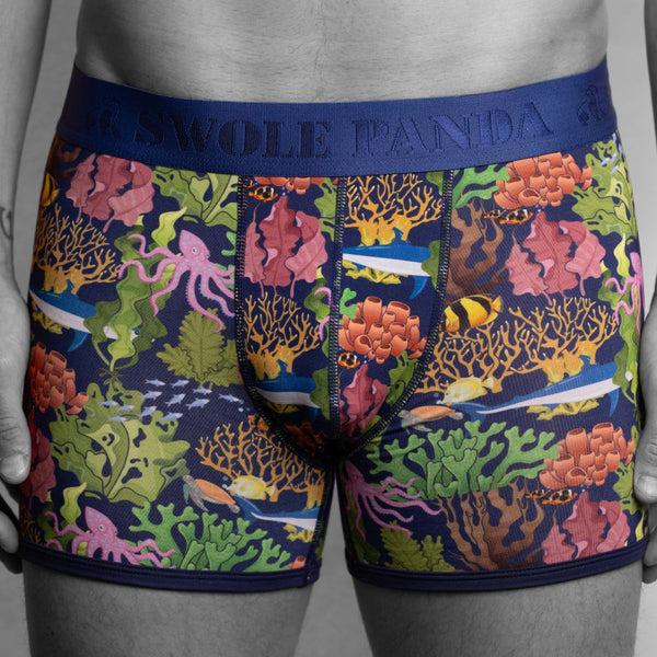 swole panda Bamboo Boxers - Marine
