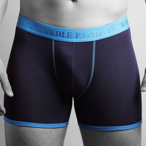swole panda Bamboo Boxers - Navy Blue Band