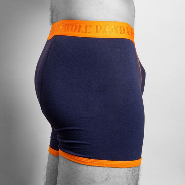 Swole Panda Bamboo Boxers - Navy Orange Band