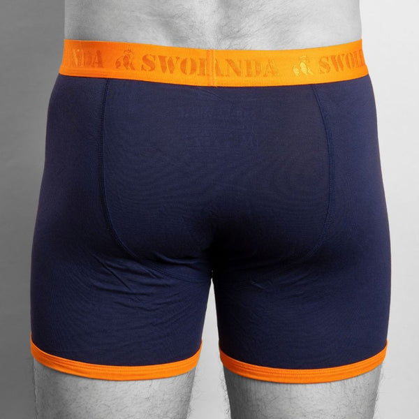 Swole Panda Bamboo Boxers - Navy Orange Band