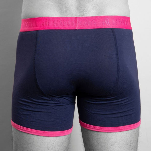Swole Panda Bamboo Boxers - Navy Pink Band