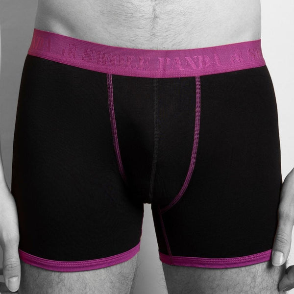 swole panda Bamboo Boxers - Navy Purple Band