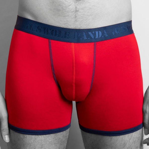 swole panda Bamboo Boxers - Red Blue Band