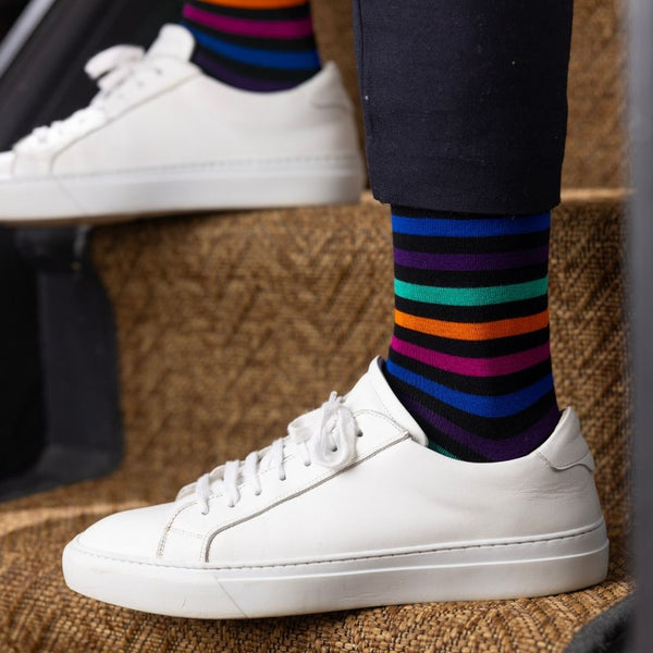 Swole Panda Black Multi Striped Bamboo Socks