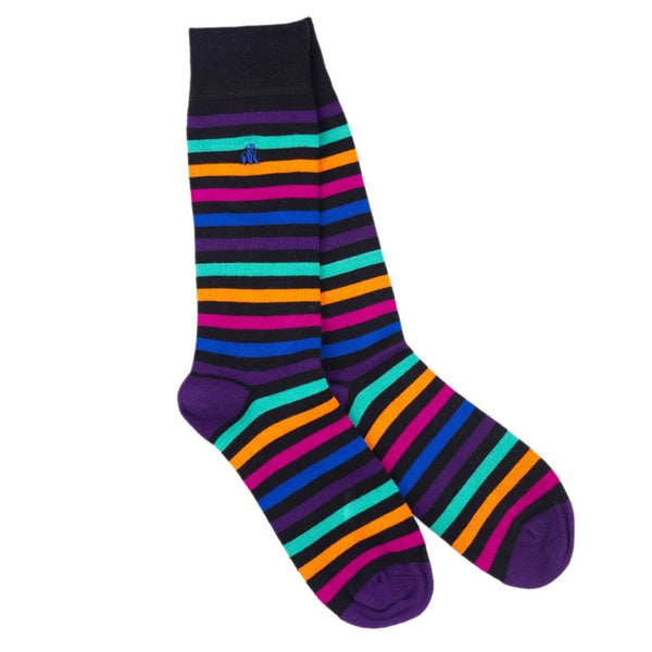 swole panda Black Multi Striped Bamboo Socks
