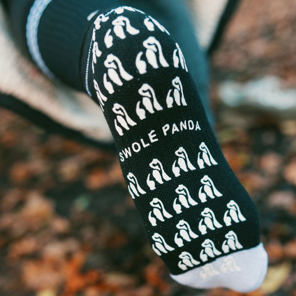 Swole Panda Black Performance Grip Socks