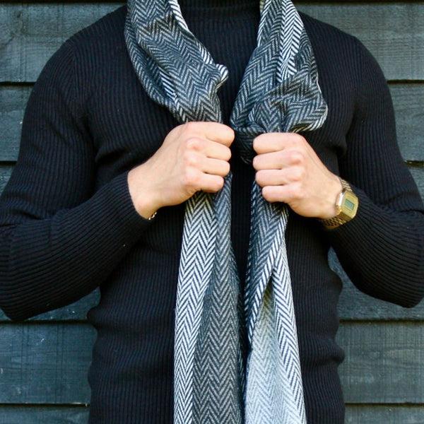 Swole Panda Black & White Herringbone Bamboo Scarf