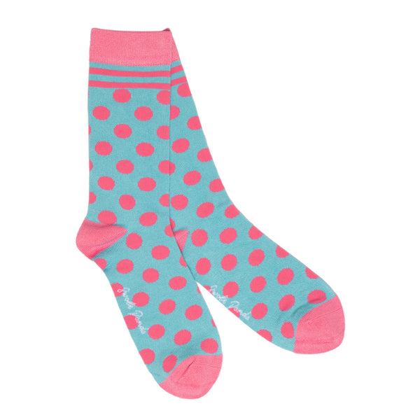 swole panda Blue and Pink Polka Dot Bamboo Socks