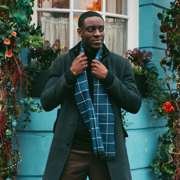 Swole Panda Blue Check Bamboo Scarf