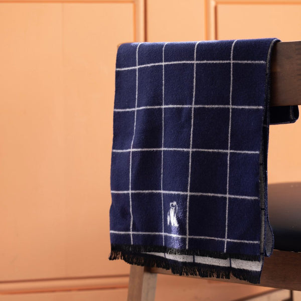 Swole Panda Blue Check Bamboo Scarf