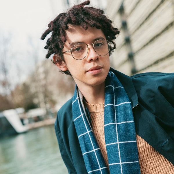 Swole Panda Blue Check Bamboo Scarf