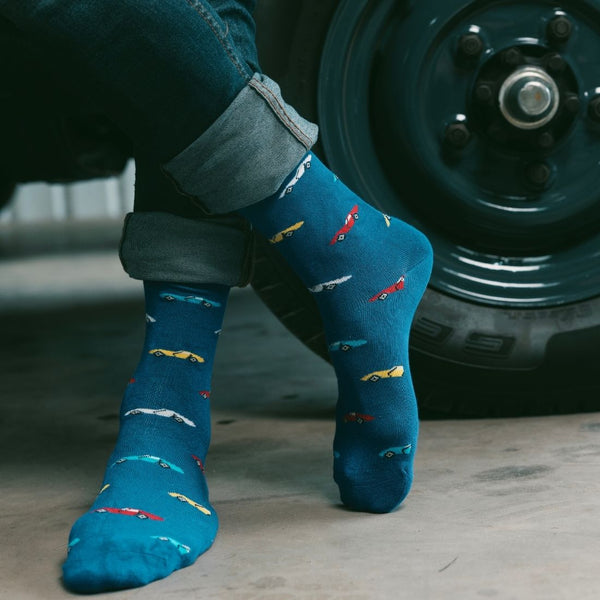Swole Panda Blue Classic Car Bamboo Socks
