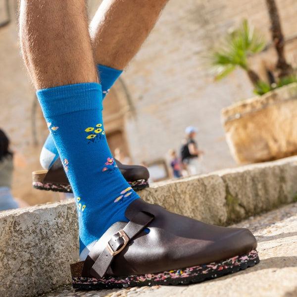 Swole Panda Blue Floral Bamboo Socks