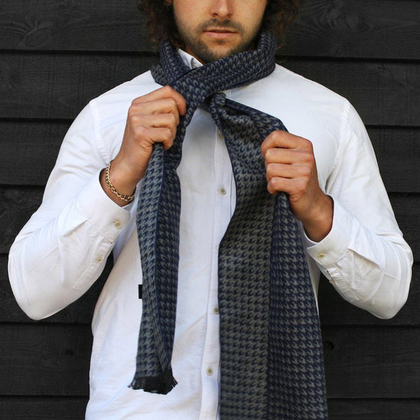 Swole Panda Blue Houndstooth Bamboo Scarf