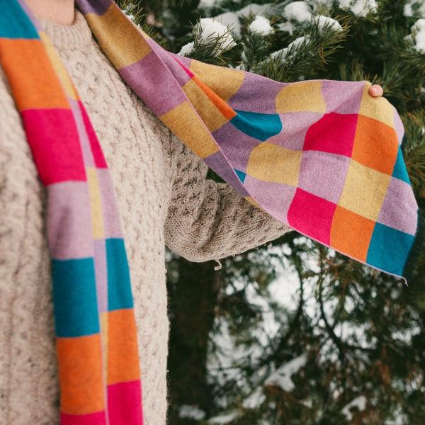 Swole Panda Bright Check Bamboo Scarf