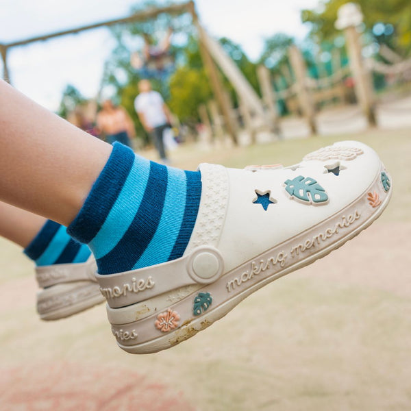 Swole Panda Children's Blue Stripe Bamboo Socks