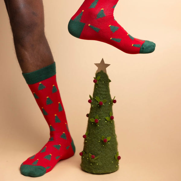 Swole Panda Christmas Tree Bamboo Socks