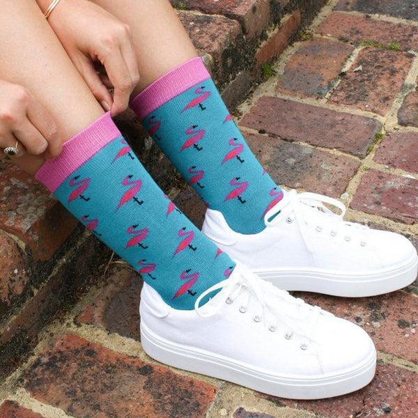 Swole Panda Flamingo Bamboo Socks (Comfort Cuff)