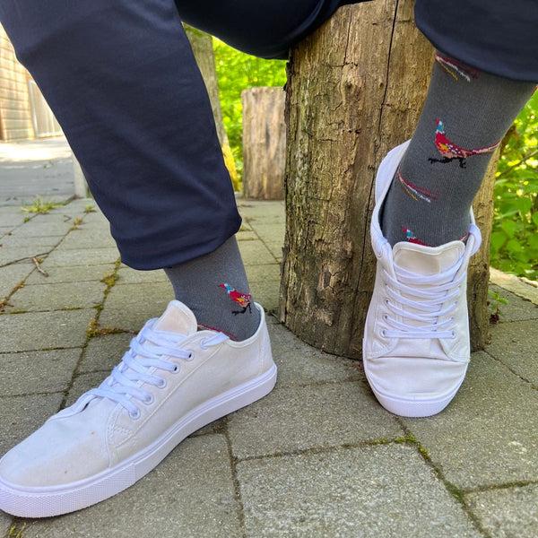 Swole Panda Grey Pheasant Bamboo Socks