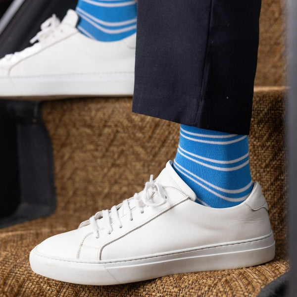 Swole Panda Light Blue Striped Bamboo Socks