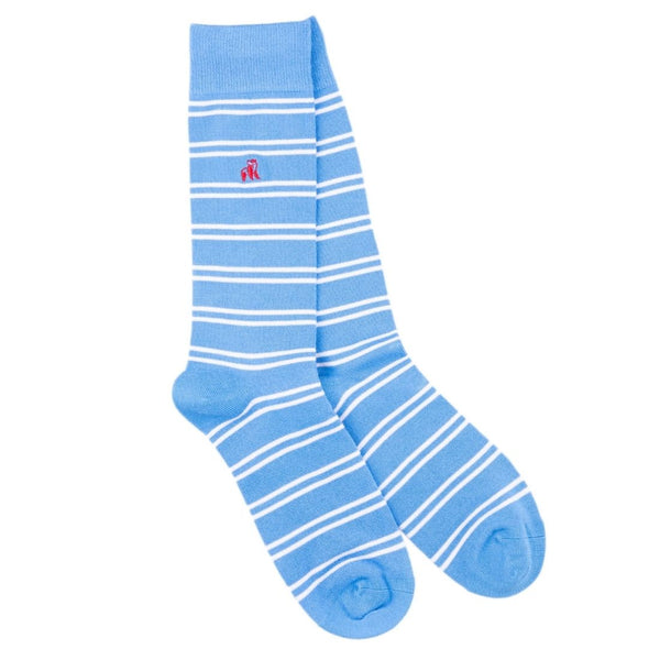 swole panda Light Blue Striped Bamboo Socks