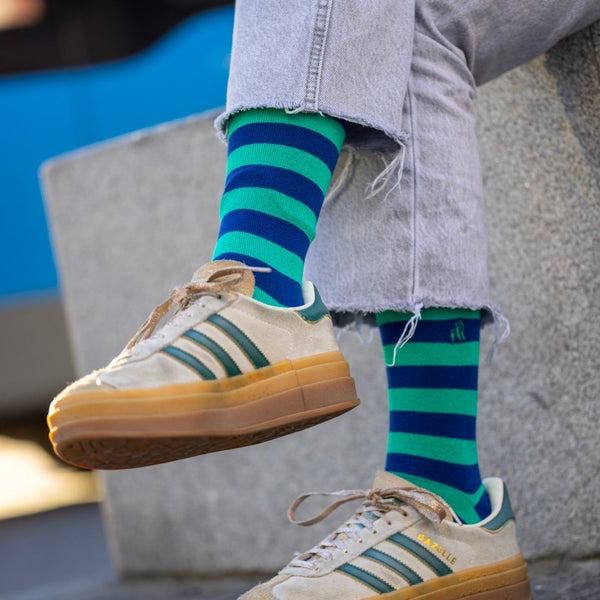 Swole Panda Lime Green Striped Bamboo Socks