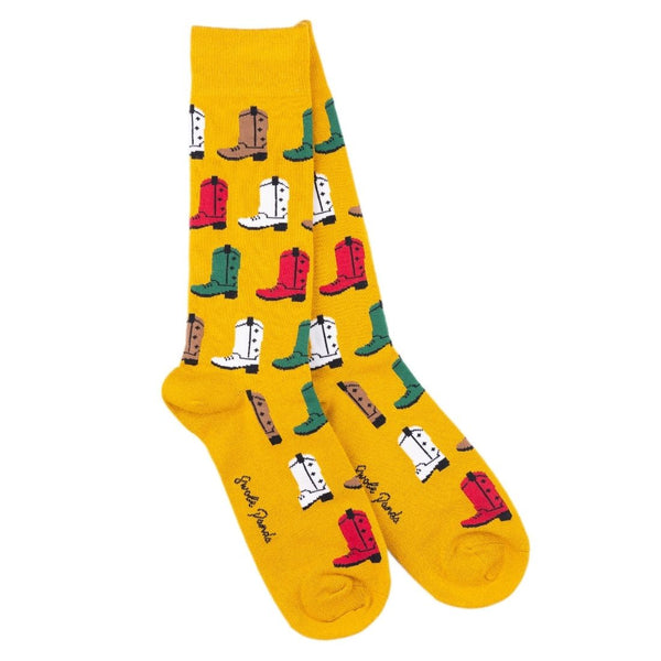 swole panda Mustard Cowboy Boot Bamboo Socks