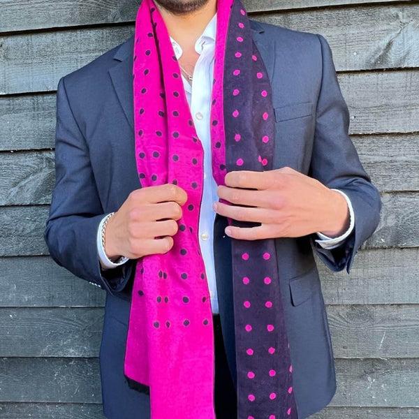 Swole Panda Navy And Pink Spot Bamboo Scarf