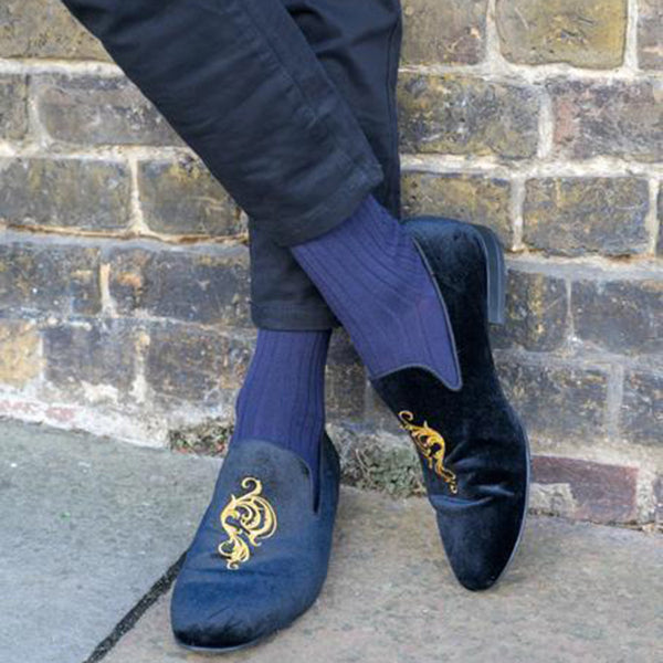 Swole Panda Navy Bamboo Socks (Comfort Cuff)