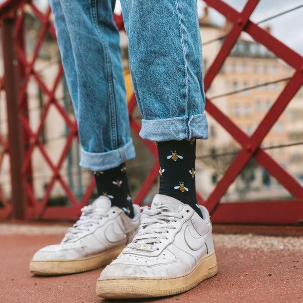 Swole Panda Navy Bumblebee Bamboo Socks