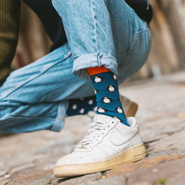 Swole Panda Navy Penguin Bamboo Socks