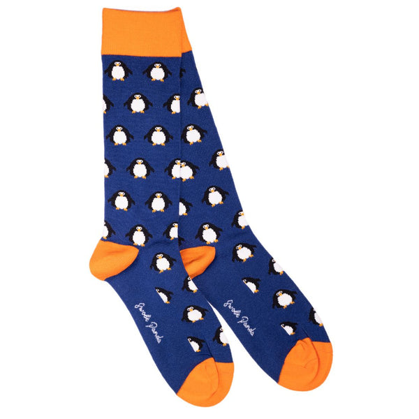 swole panda Navy Penguin Bamboo Socks