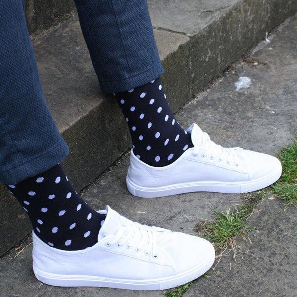 Swole Panda Navy Polka Dot Bamboo Socks