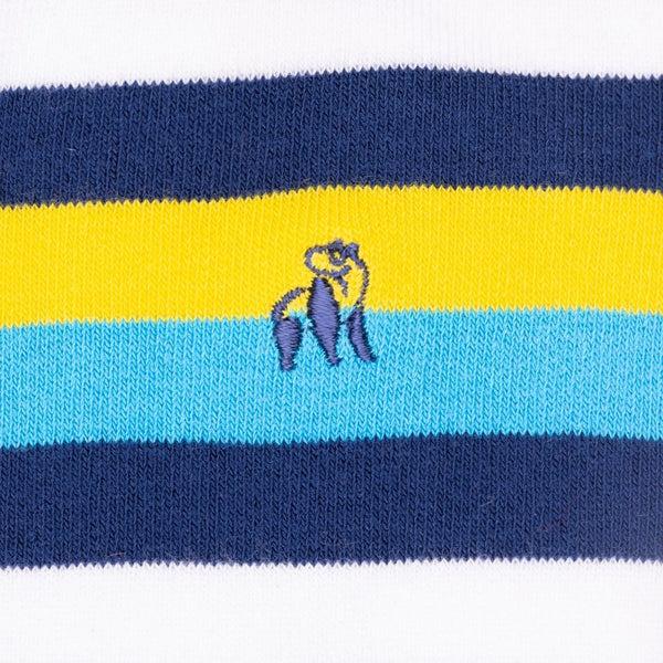 Swole Panda Navy Yellow & Blue Striped Bamboo Socks
