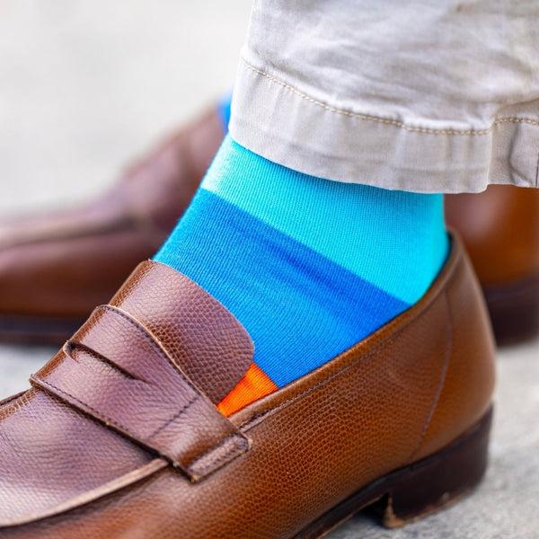 Swole Panda Orange & Blue Striped Bamboo Socks