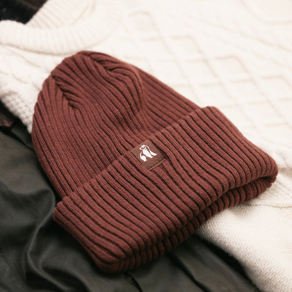 Swole Panda Organic Cotton Beanie - Burgundy