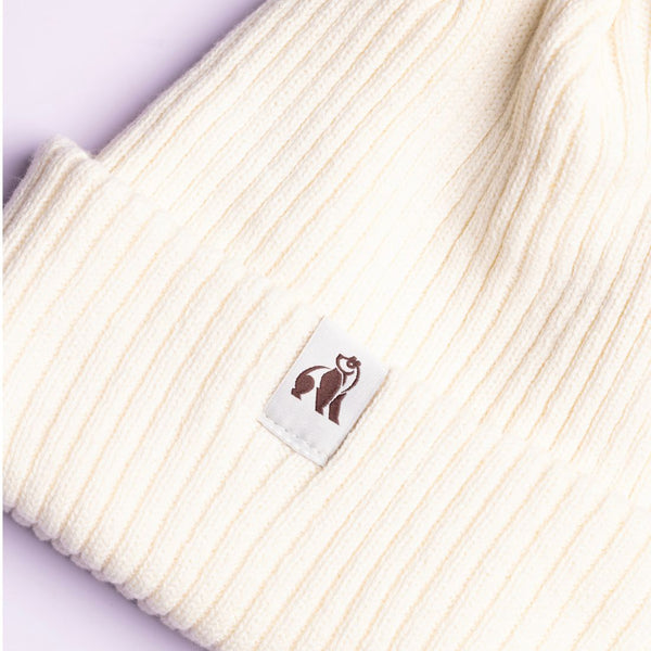 Swole Panda Organic Cotton Beanie - Cream
