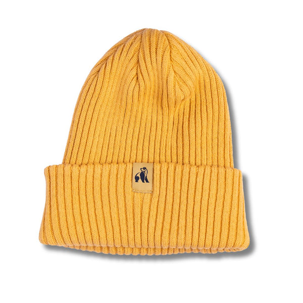 swole panda Organic Cotton Beanie - Mustard